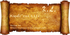 Kopácsi Lili névjegykártya